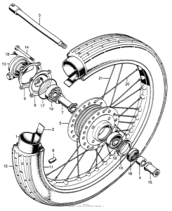 CB350 Cb350g front wheel + axle