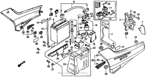 VF500F Side cover + battery
