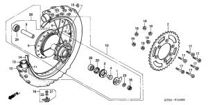 XR200R Rear wheel complete assy