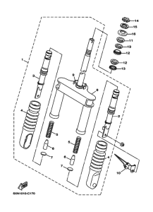 YL50 Front fork assy(ur silv