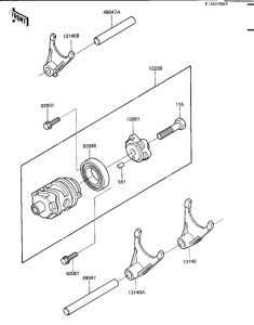 Gear change drum & forks