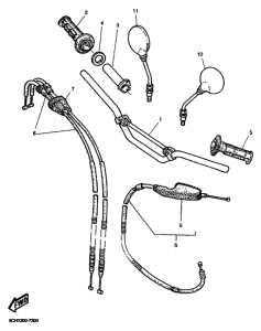 TT600R Steering handle, cable