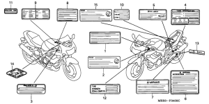 VTR1000F Лейбл предостережения