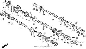 CB125S Transmission + kick starter spindle