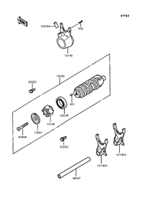 EN400 Gear change drum & forks