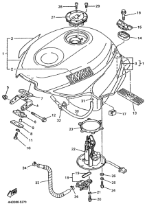 YZF750R Топливный бак