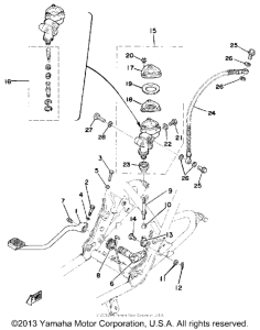 XS500E Brake pedal rear master cylinder