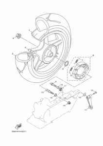 YW125 Rear wheel complete assy