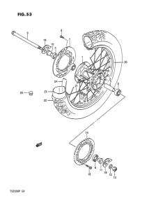 TS200 Rear wheel complete assy
