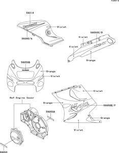 ZX1100 Decals(violet / orange)(zx1100-d1)
