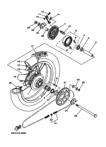 XT225 XT225R Rear wheel complete assy