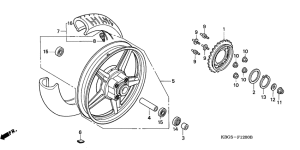 CB250 Rear wheel complete assy