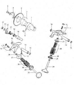 DR500 Распределительный вал-клапаны
