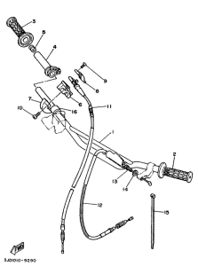 YZ125B Steering handle. cable