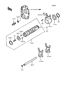 ZX400 Gear change drum & forks