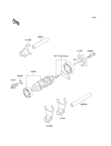 BJ250 Gear change drum & forks