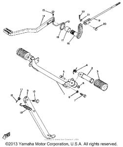 DT1 Stand, foot rest & rear brake pedal