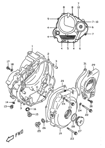 DR350 Crankcase cover ass`y  (v