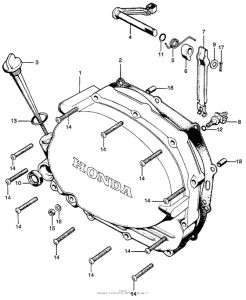 CL100 Right crankcase cover + clutch lever