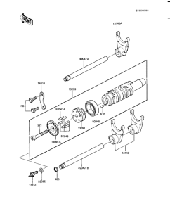  Gear change drum & forks