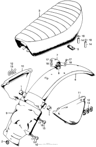 SL100 Seat + rear fender + side cover