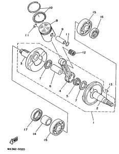 DT50R Коленчатый вал и поршни