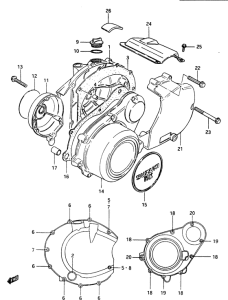 GSX400 Crankcase cover ass`y  (v