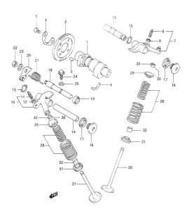 DR350 Распределительный вал-клапаны