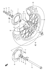 DR350 Rear wheel complete assy