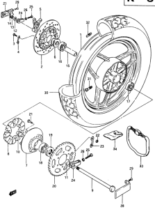 GSX750 Rear wheel complete assy