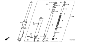 VT750C2 Вилка передней оси