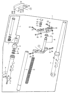 KZ250 Вилка передней оси
