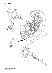 RM250 Rear wheel complete assy