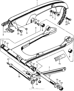 CB450 Swingarm + drive chain + case