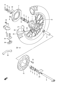 RMX250 Rear wheel complete assy