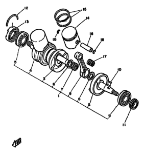 RD250LC Коленчатый вал и поршни