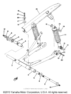 RD400F Rear arm- rear cushion - chain case