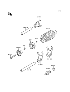  Gear change drum & forks