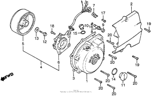 CB125S Left crankcase cover + alternator