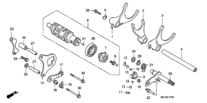 CB1300 Gearshift drum / gearshift fork