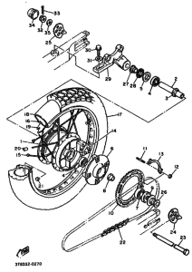 XT600E Rear wheel complete assy