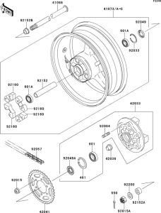 ZX900 Заднее колесо и цепь