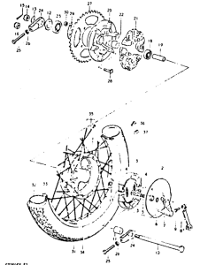 GT250 Rear wheel complete assy