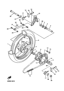 FZS600 Rear wheel complete assy