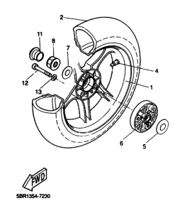YQ50 Rear wheel complete assy