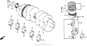 CB650SC Коленчатый вал и поршни