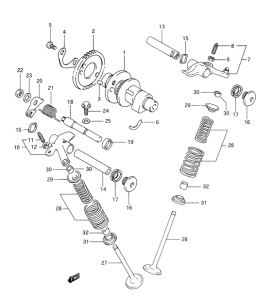 DR350 Распределительный вал-клапаны