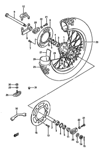 RM125 Rear wheel complete assy
