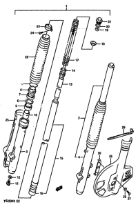 TS250 Вилка передней оси