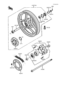 EX250 Заднее колесо и цепь